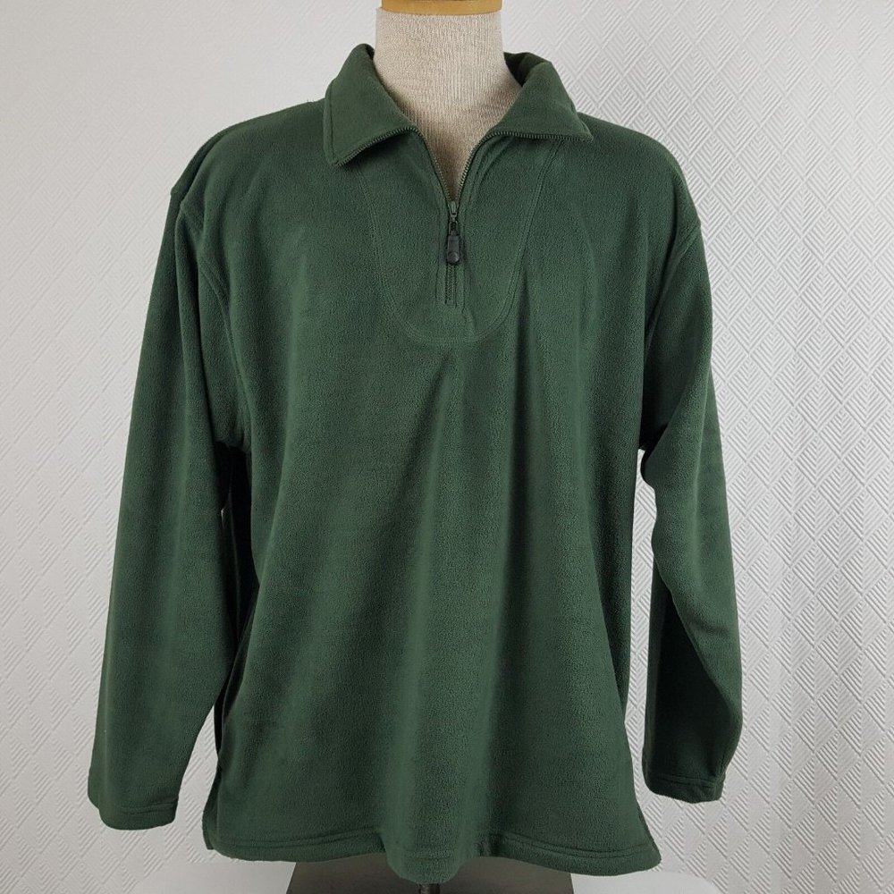 Folio New York Men's 1/4 Zip Fleece Jacket Coat Soft Fabric Green Size Large